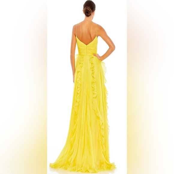 Mac Duggal Style # 70172 A-line Chiffon Gown High/Low in Sunshine - Picture 3 of 14